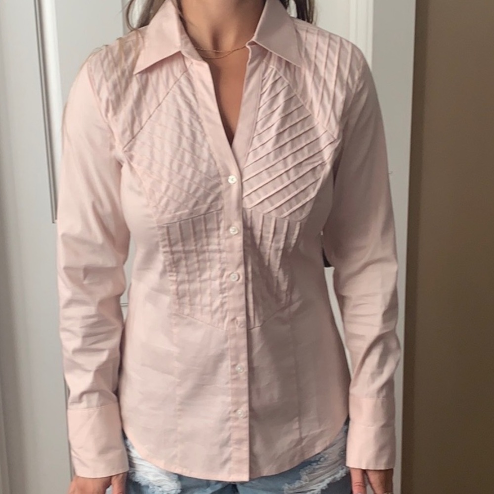Express Button Up Blush Blouse M
